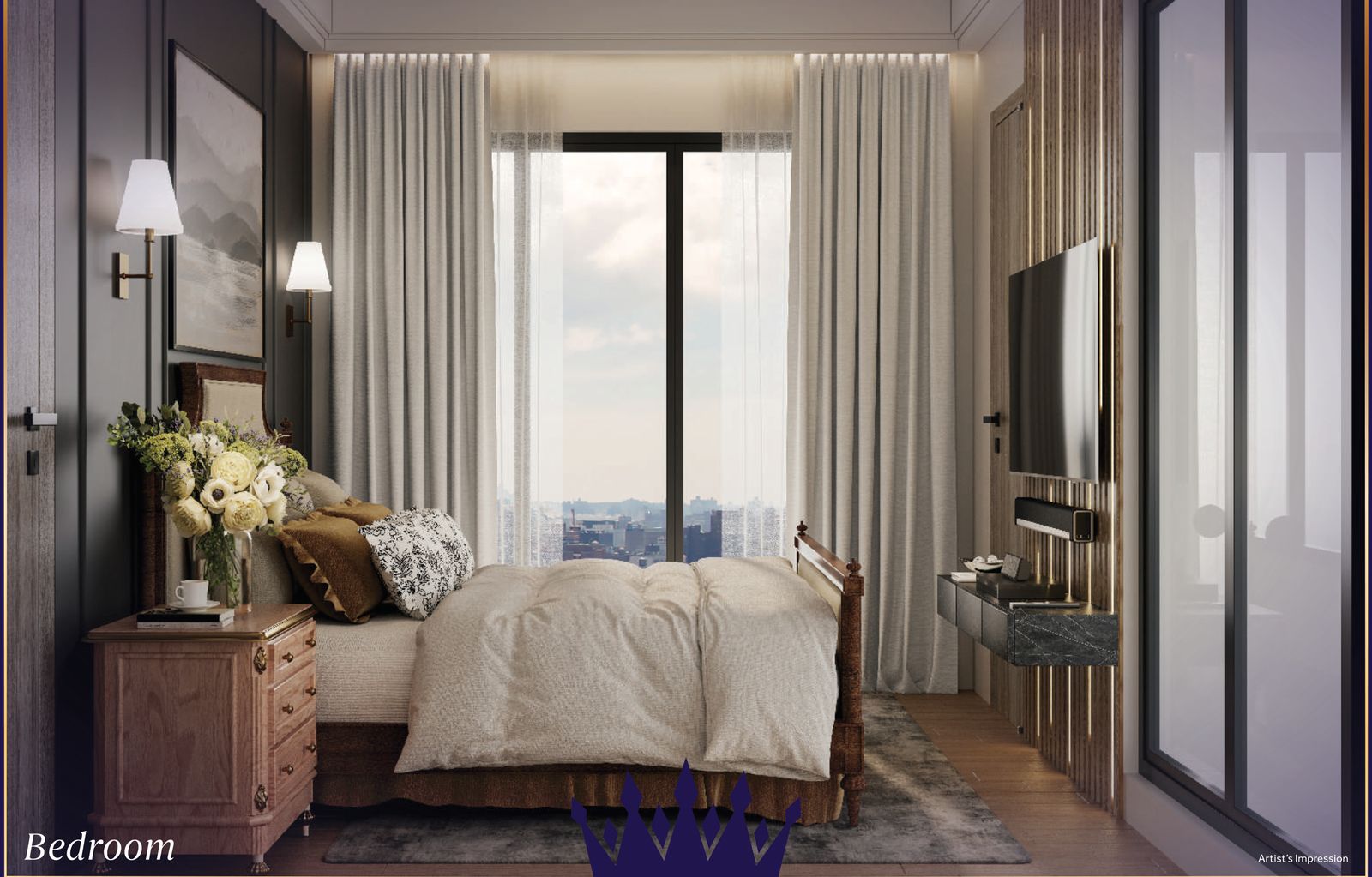 Empressa bedroom with skyline view